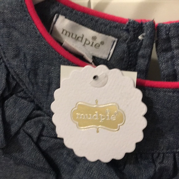 Mudpie Chambray Ruffled Embroidered One Piece - Picture 4 of 6